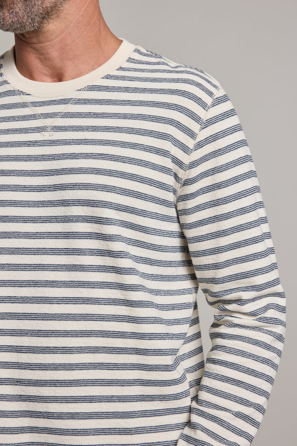 Barkers Barton Cotton Stripe Crew in oatmeal, additional view