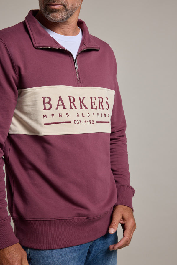 Barkers Heritage 1/4 Zip in plum, cotton, additional view