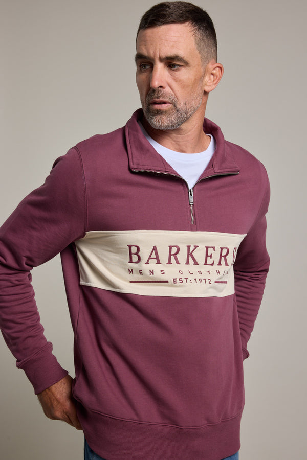 Barkers Heritage 1/4 Zip in plum, cotton, additional view