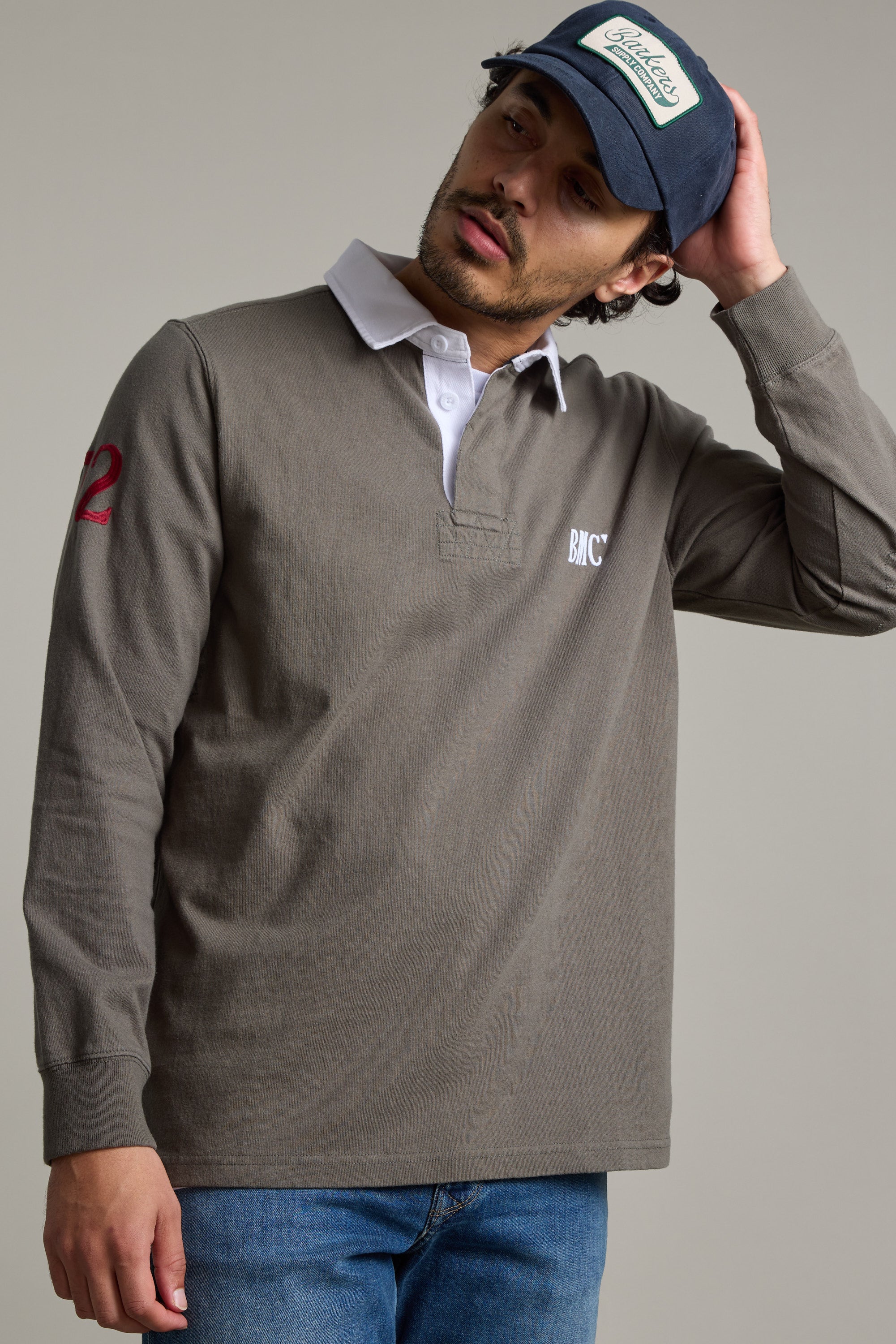 Barkers Stanford Long Sleeve Rugby in khaki