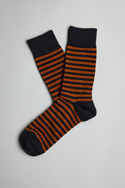 Barkers Ramsen Stripe Sock in rust, cotton