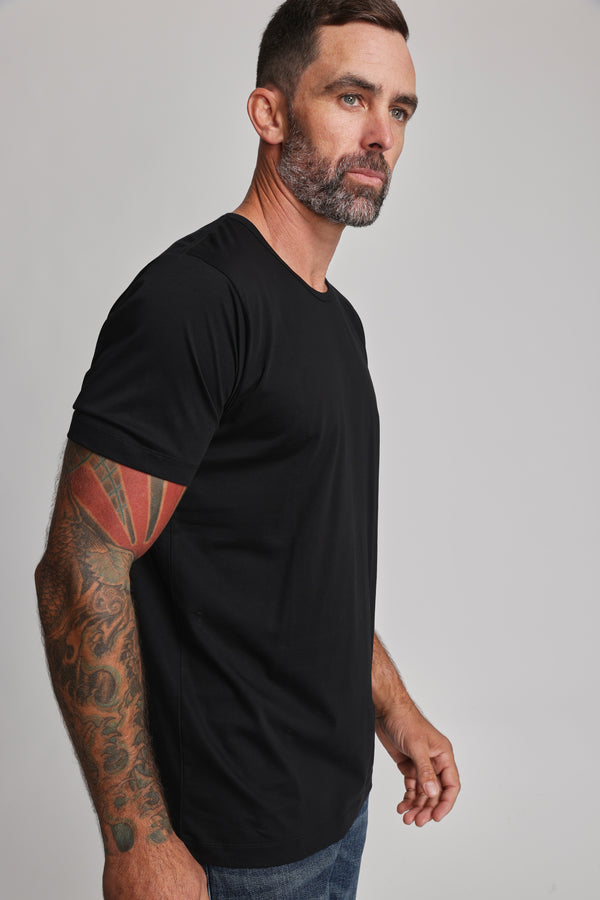 Barkers Linton Supima Tee in black, supima cotton, alternate view