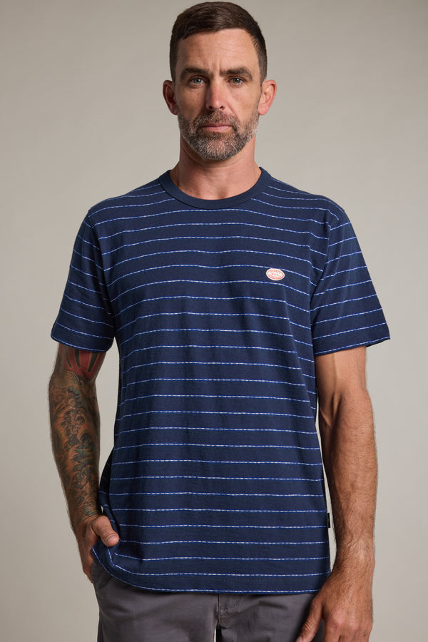 Barkers Vermont Stripe Tee in navy, alternate view