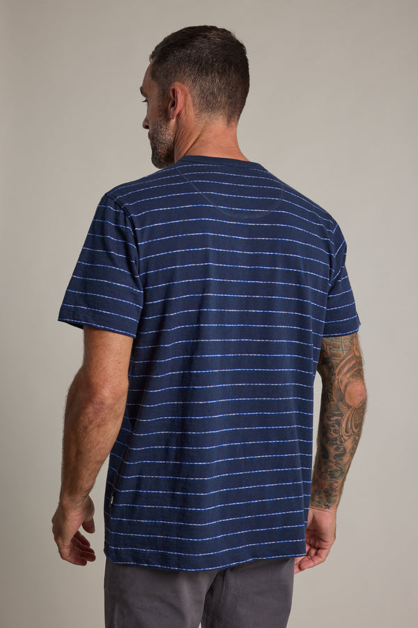Barkers Vermont Stripe Tee in navy, additional view