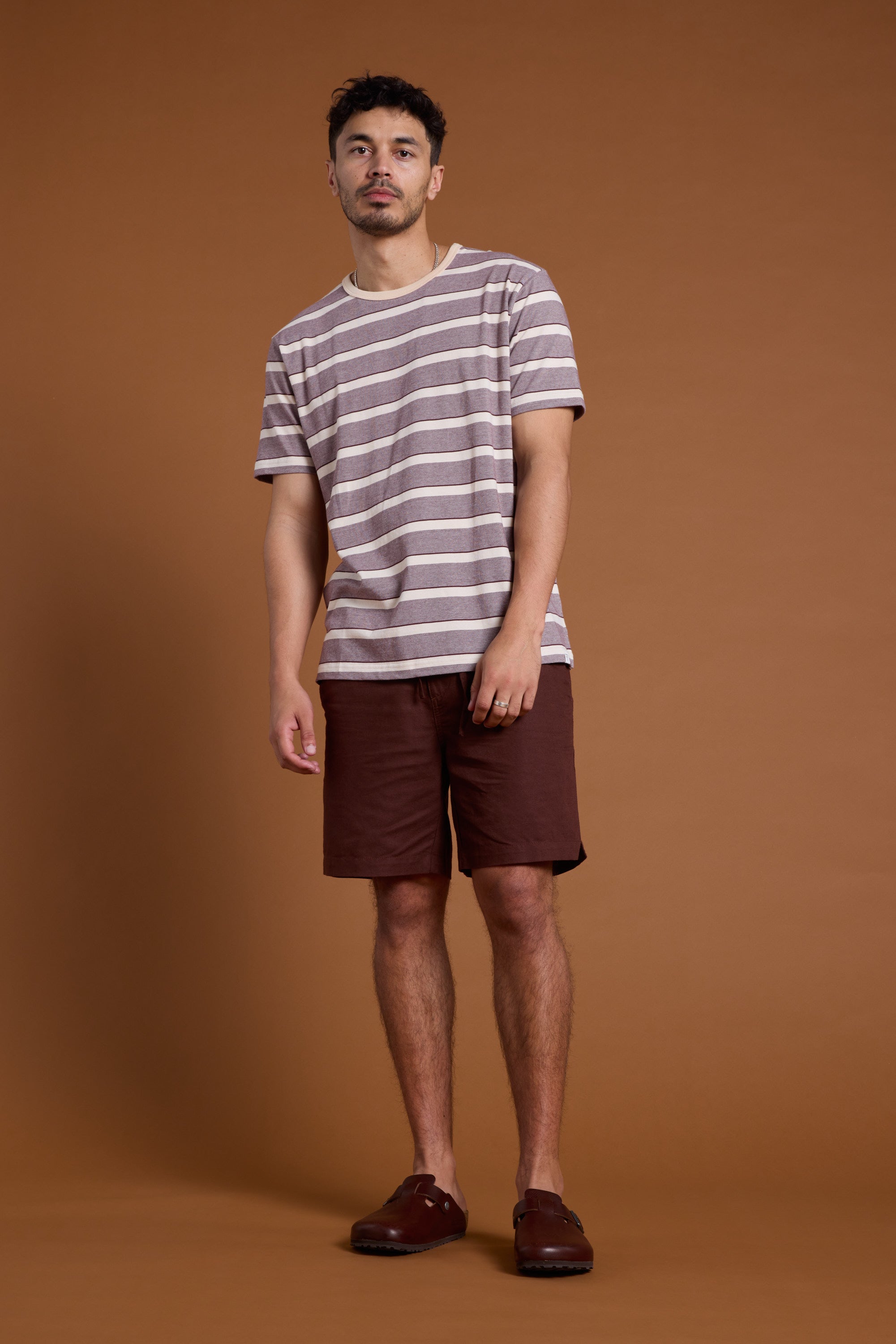 Barkers Chester Stripe Tee in purple, cotton