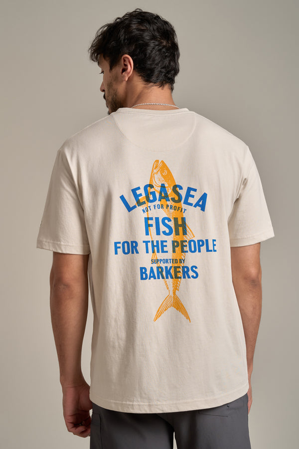 LegaSea Fish For The People Print Tee in ecru, regular fit, alternate view
