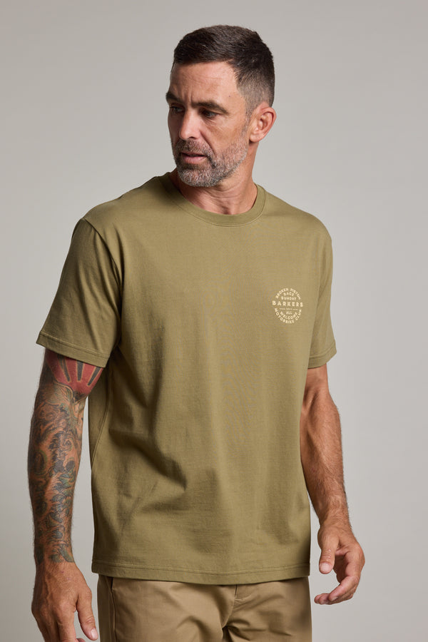 Barkers Sunday Club Print Tee in olive, additional view