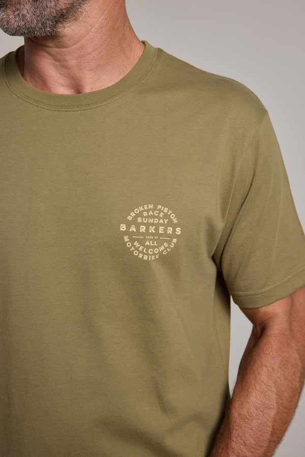 Barkers Sunday Club Print Tee in olive, additional view