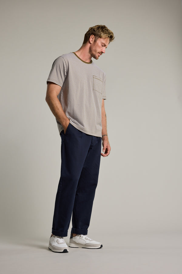 Barkers Arney Stripe Tee in olive, additional view