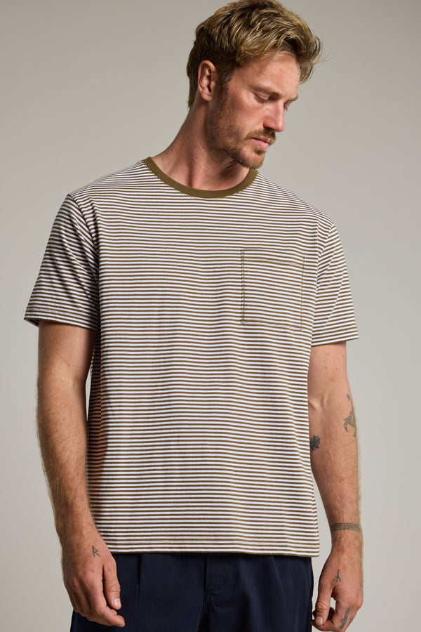 Barkers Arney Stripe Tee in olive