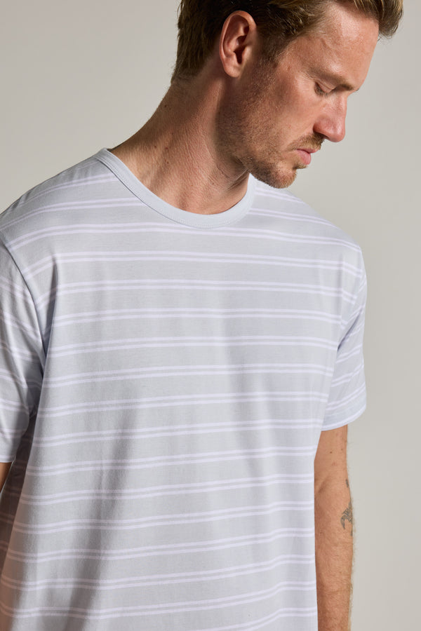 Barkers Triton Supima Stripe Tee in light blue, additional view