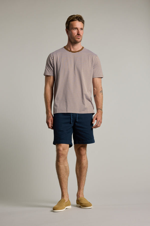 Barkers Rollins Supima Stripe Tee in brown, alternate view