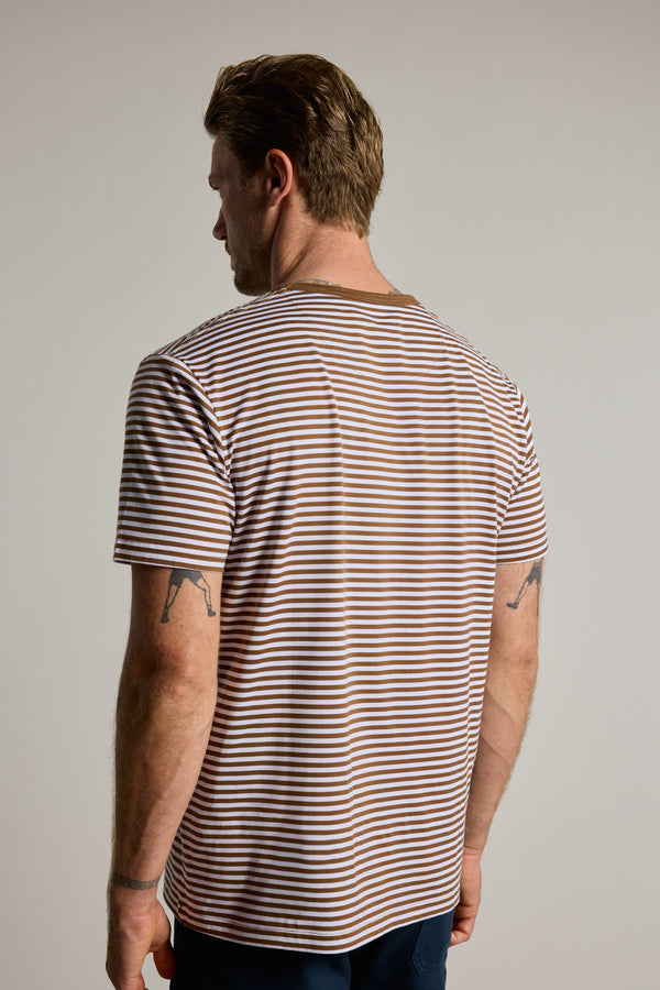 Barkers Rollins Supima Stripe Tee in brown, additional view