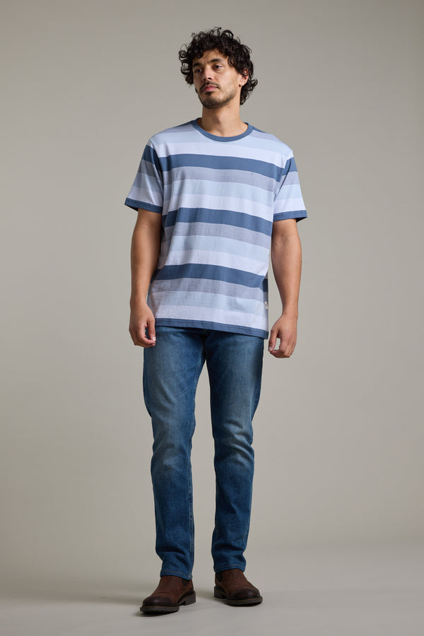 Barkers Fitzroy Stripe Tee in blue, additional view