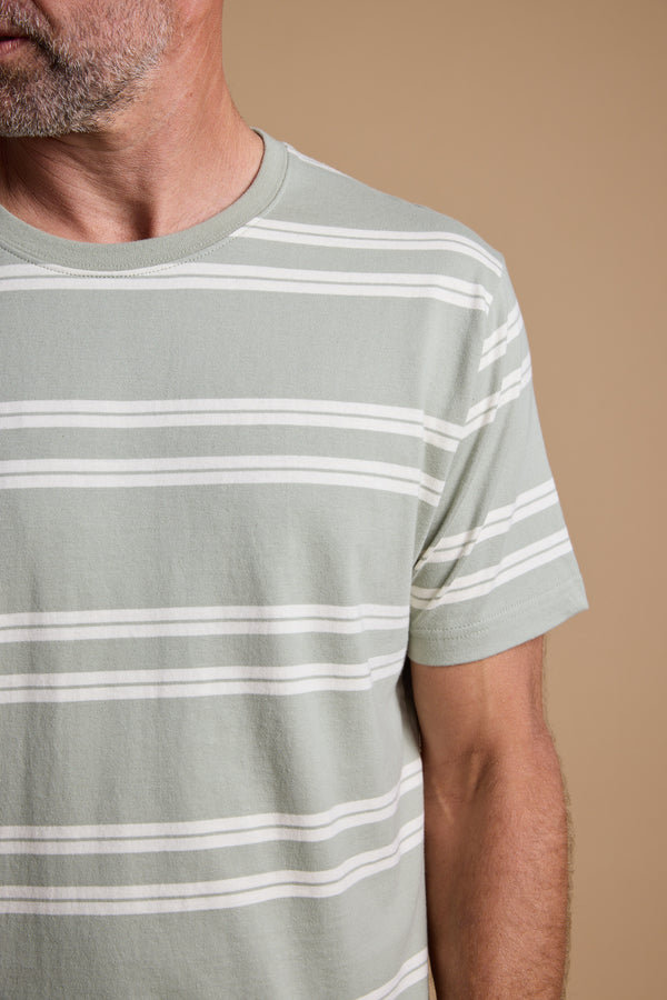 Barkers Northway Stripe Tee in sage, cotton, additional view