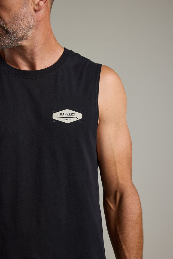 Barkers Supply Co Print Singlet in black, additional view