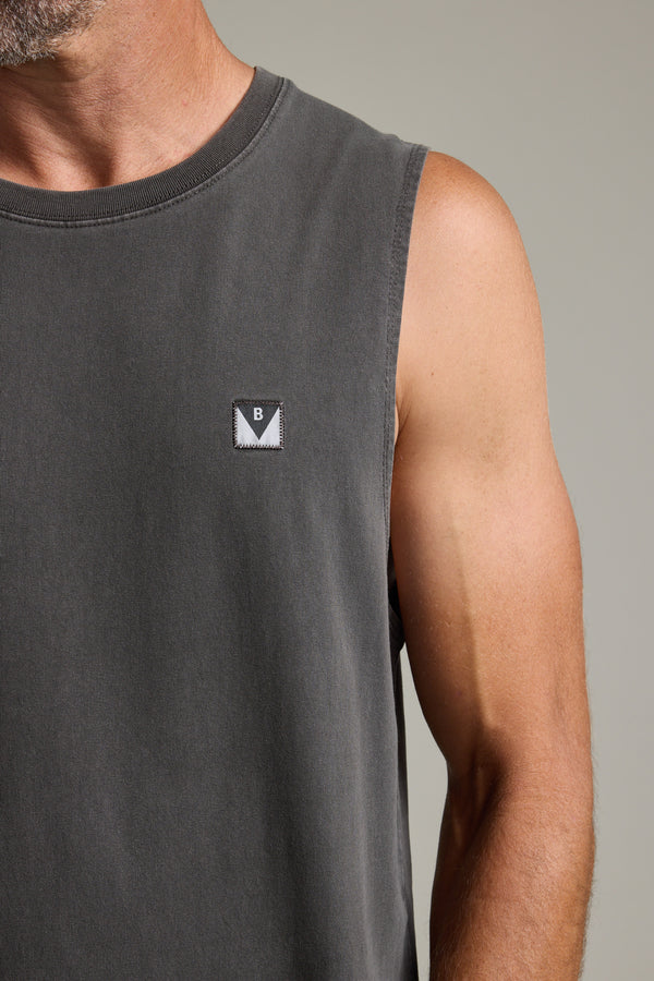 Barkers Newton Washed Singlet in washed black, additional view
