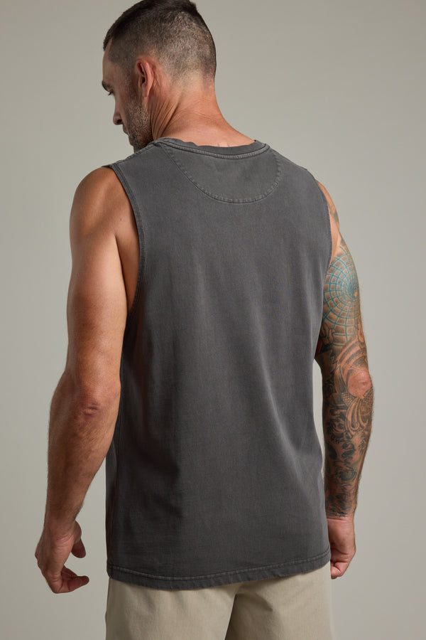 Barkers Newton Washed Singlet in washed black, additional view