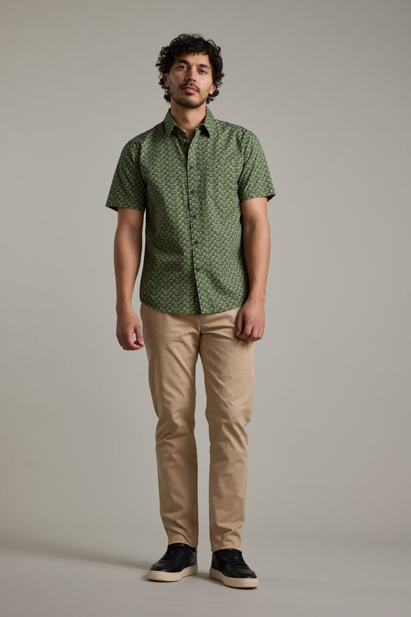 Barkers Oxnard Print Shirt in khaki, additional view