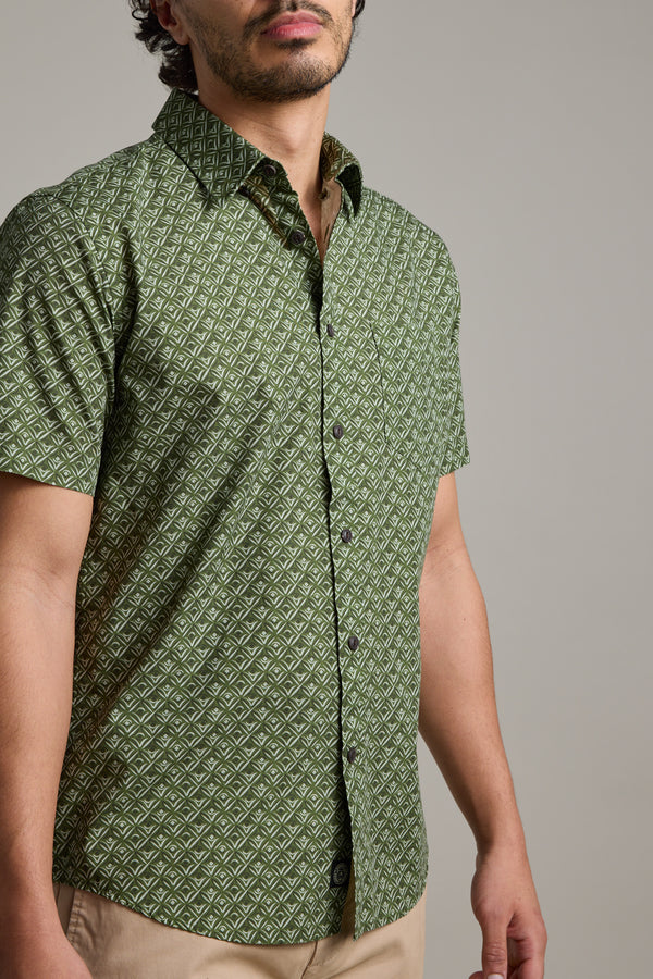 Barkers Oxnard Print Shirt in khaki, additional view