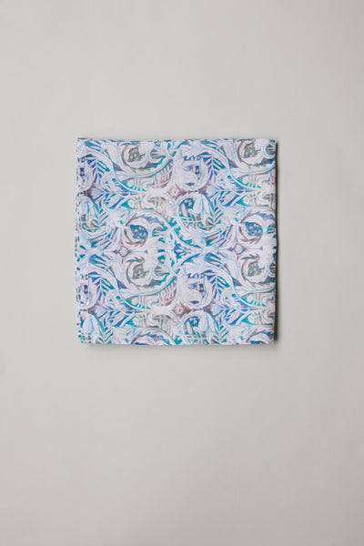 Liberty Valerie Pocket Square in Tana Lawn cotton with blue and purple abstract florals.