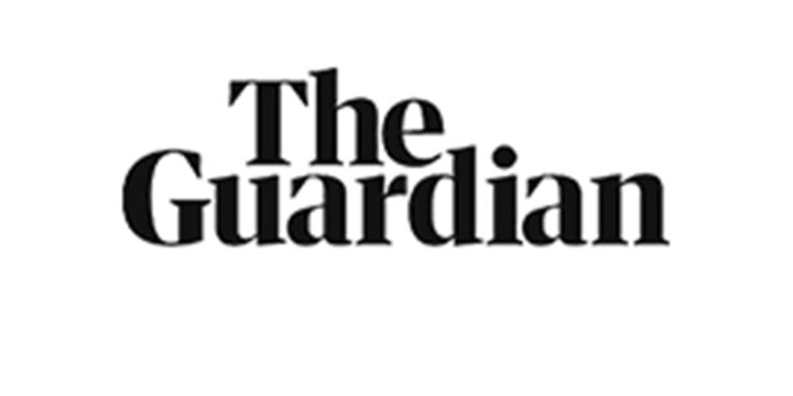 The image shows the logo of The Guardian newspaper, with the name written in bold, black serif font on a white background.