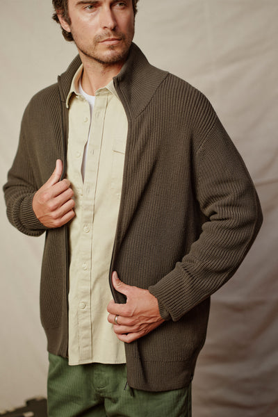 Barkers Enfield Zip Up Cardigan in khaki