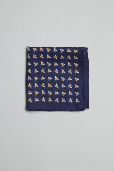 Handmade in New Zealand, the Parisian Bee Linen Pocket Square adds flair to men's style.