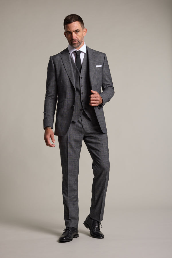 Barkers Vernon Check Suit Jacket in char marl, additional view