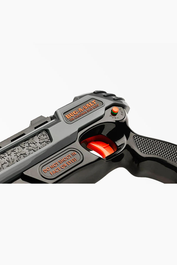 Close-up of a Bug-A-Salt 3.0 Black Fly by Other, showing safety switch and trigger.