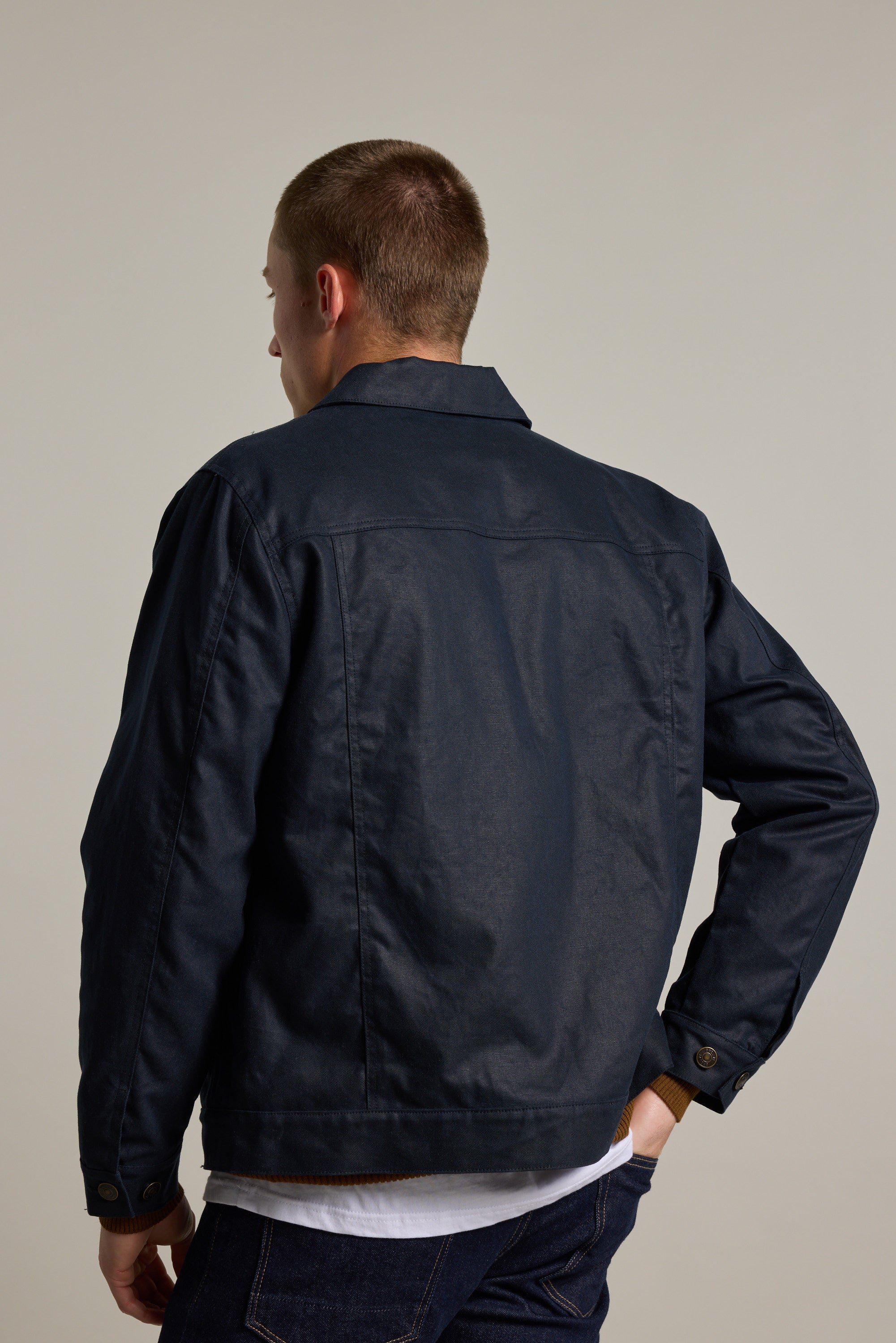 Barkers Benson Waxed Cotton Jacket in dark navy, additional view