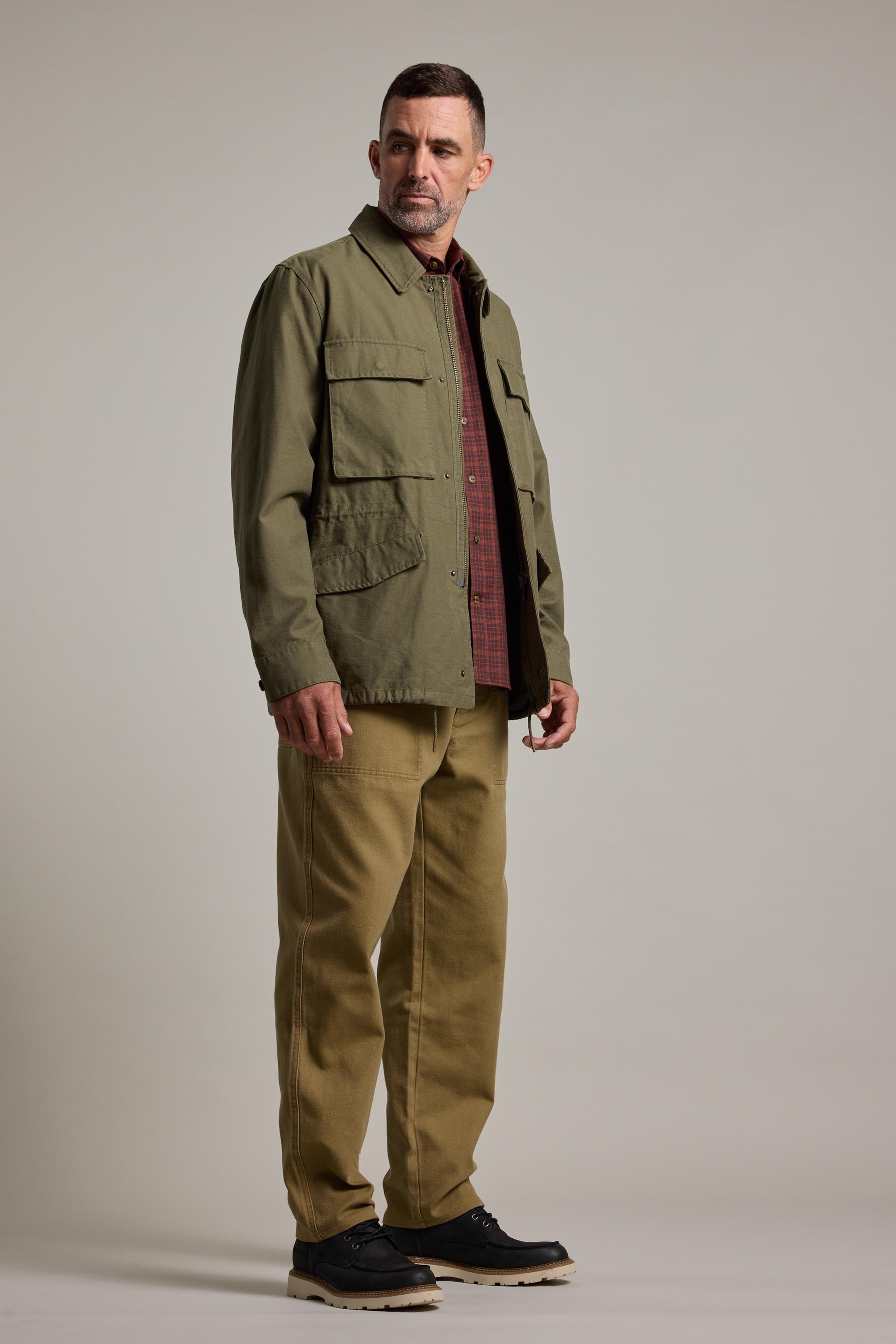 Barkers Nowell Field Jacket in khaki, relaxed fit, alternate view