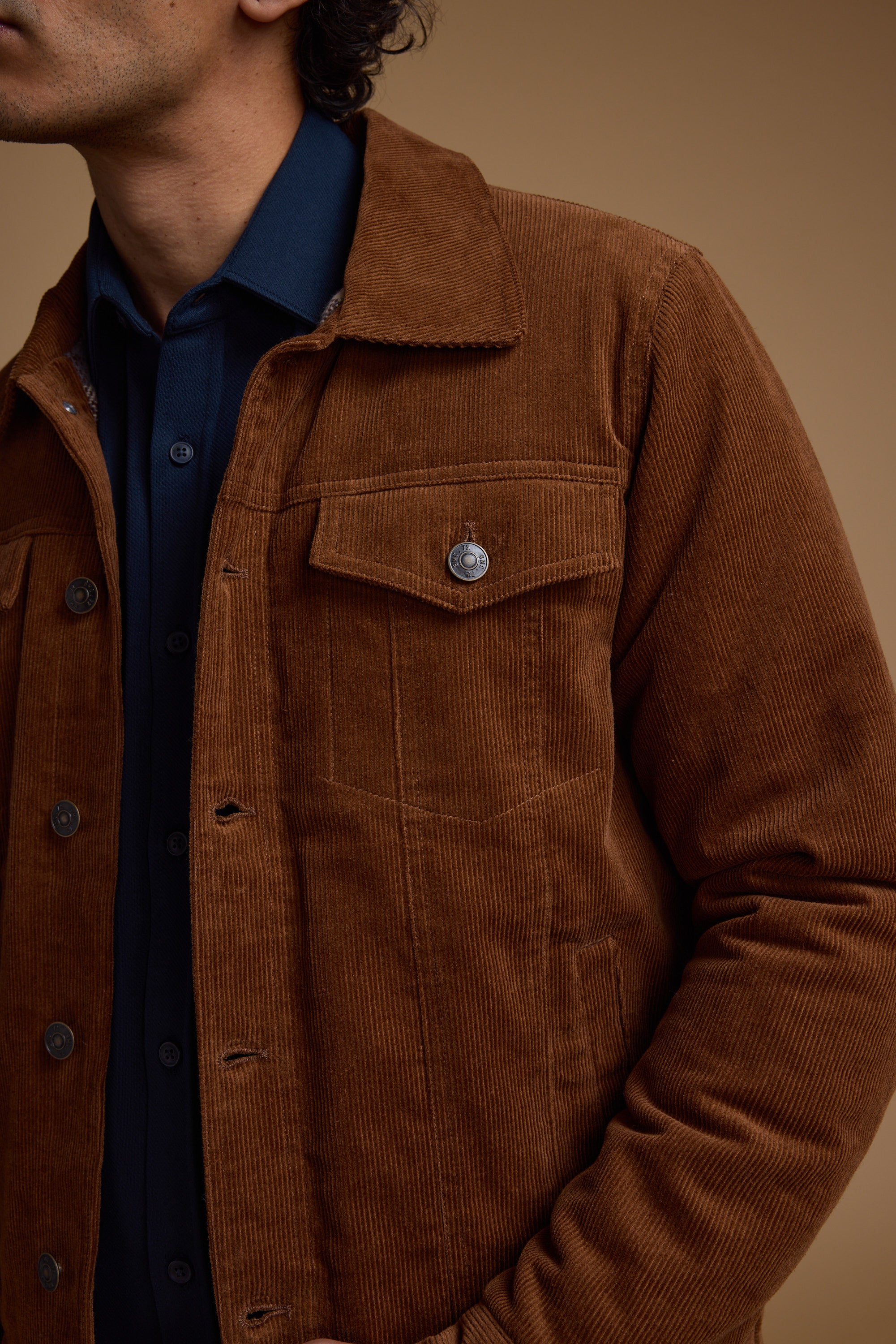 Barkers Barton Cord Trucker in camel, additional view