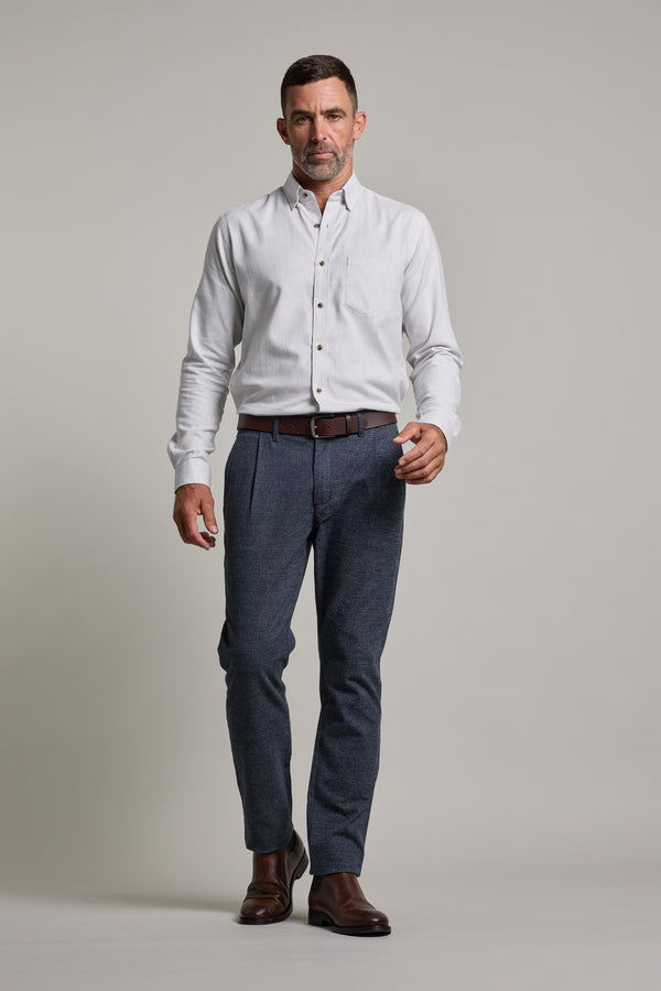 Barkers Newman Cotton Pant in navy check, relaxed fit, additional view
