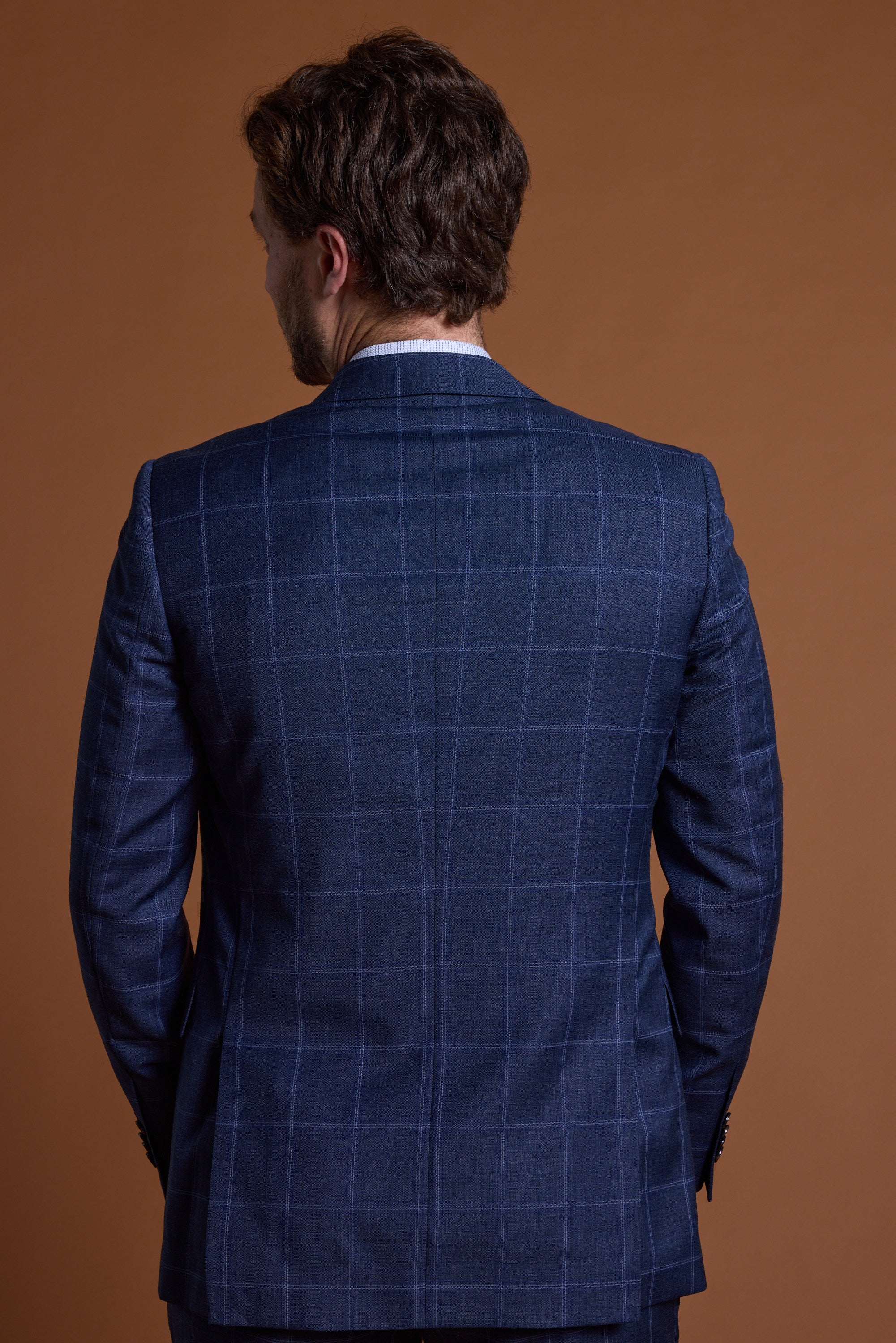Barkers Treyburn Check Suit Jacket in blue check, merino, additional view