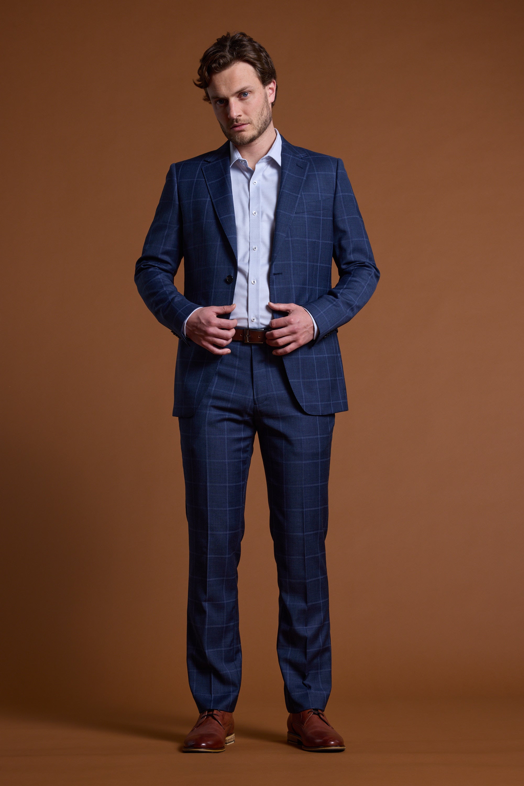 Barkers Treyburn Check Suit Jacket in blue check, merino, additional view