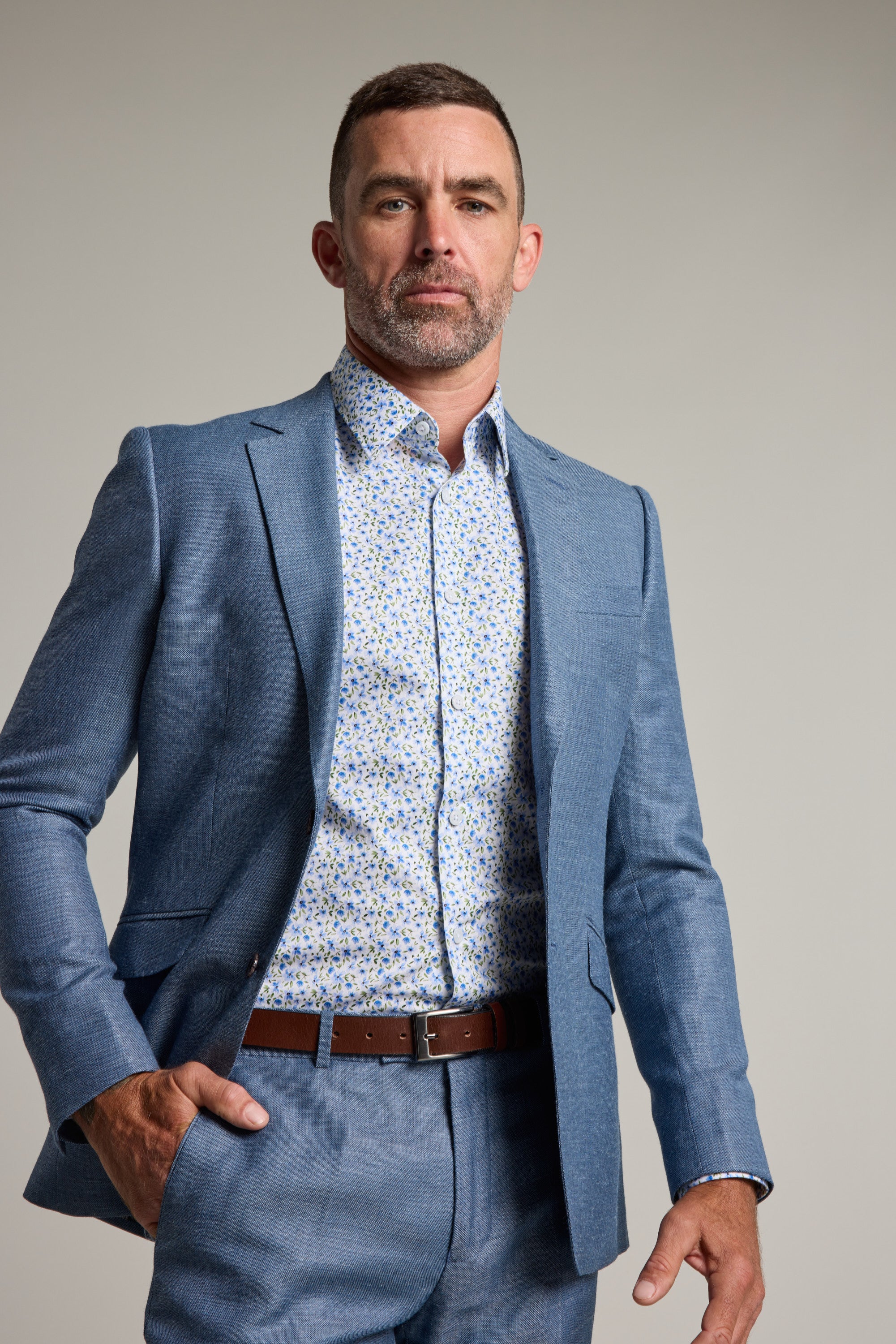 Barkers Garcia Linen Suit Jacket in blue, additional view