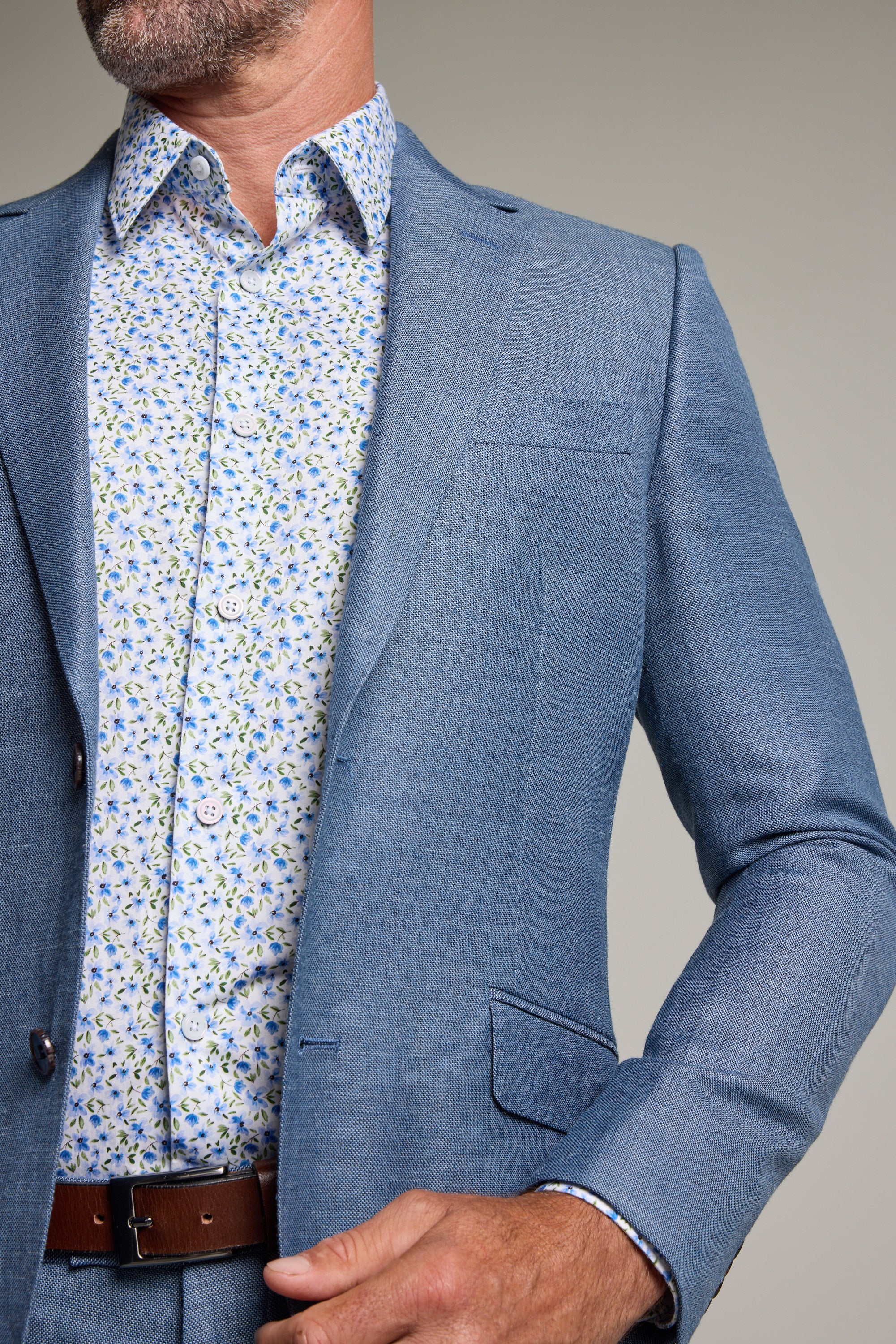 Barkers Garcia Linen Suit Jacket in blue, additional view