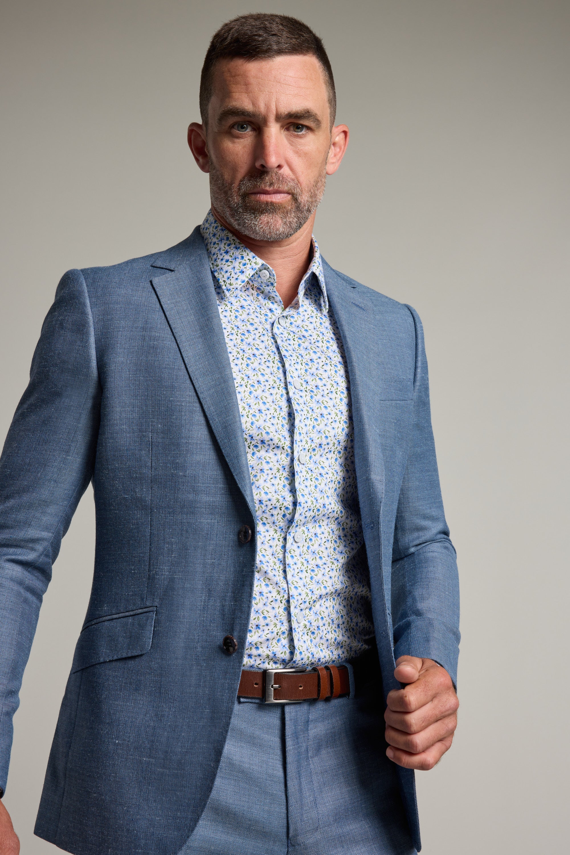 Barkers Garcia Linen Suit Jacket in blue