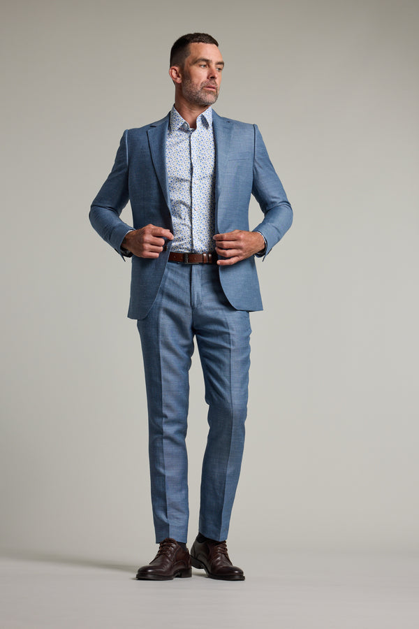 Barkers Garcia Linen Suit Trouser in blue, tapered fit, additional view