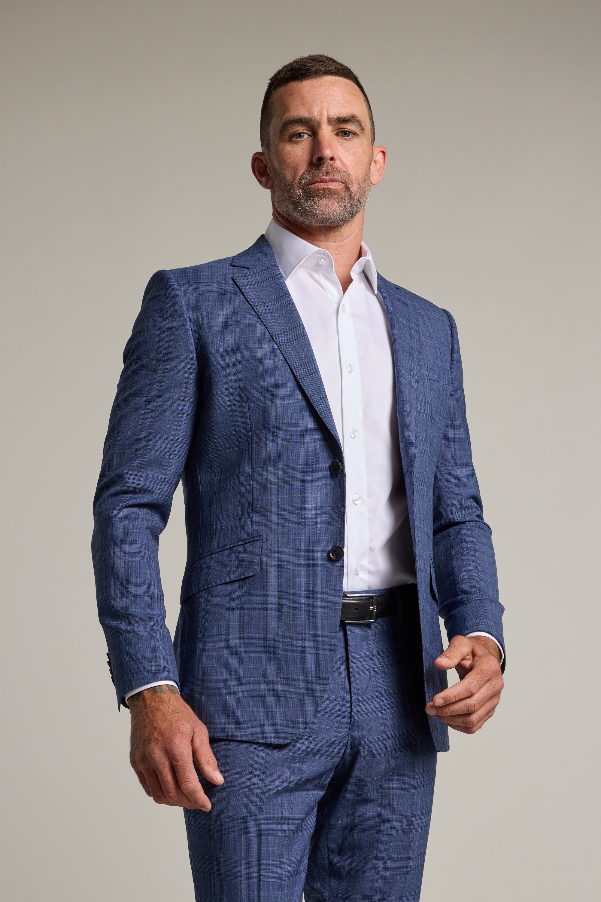 Barkers Hanson Check Suit Jacket in blue, wool, additional view