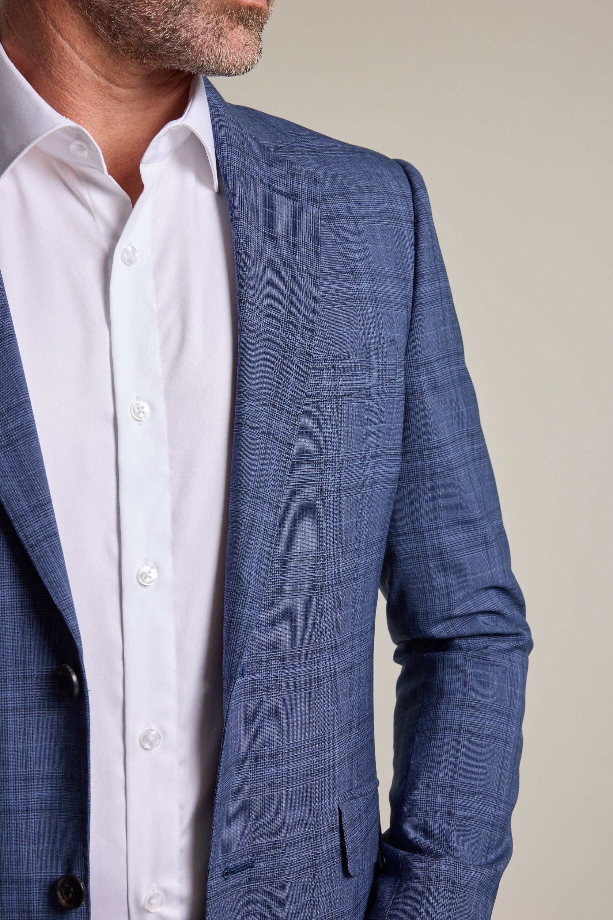 Barkers Hanson Check Suit Jacket in blue, wool, additional view