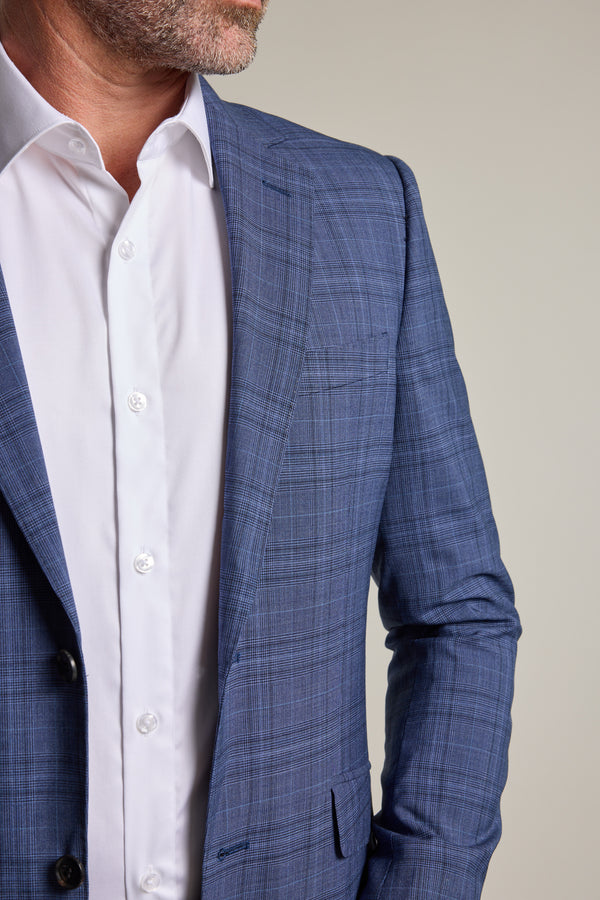 Barkers Hanson Check Suit Jacket in blue, wool, additional view