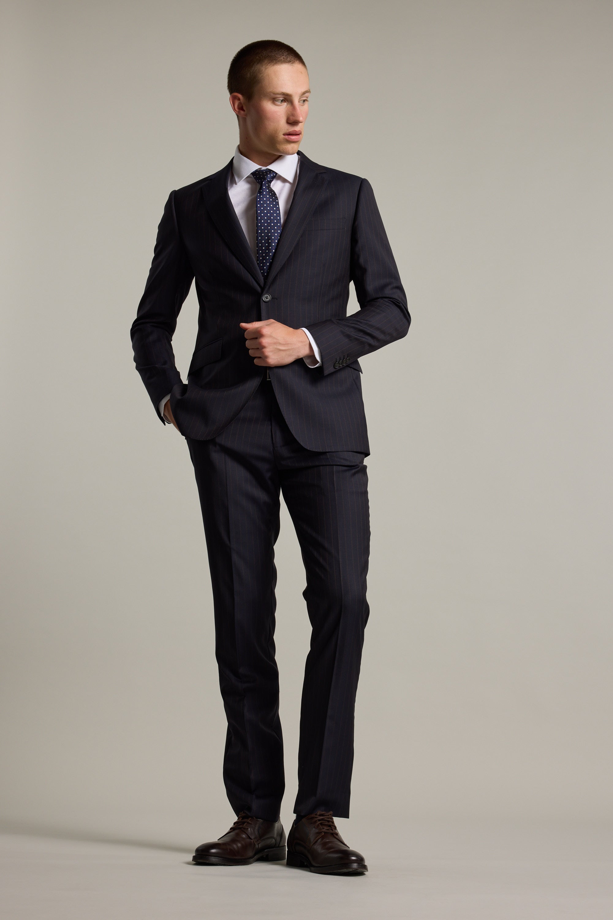 Barkers Wyman Stripe Suit Jacket in navy stripe, additional view
