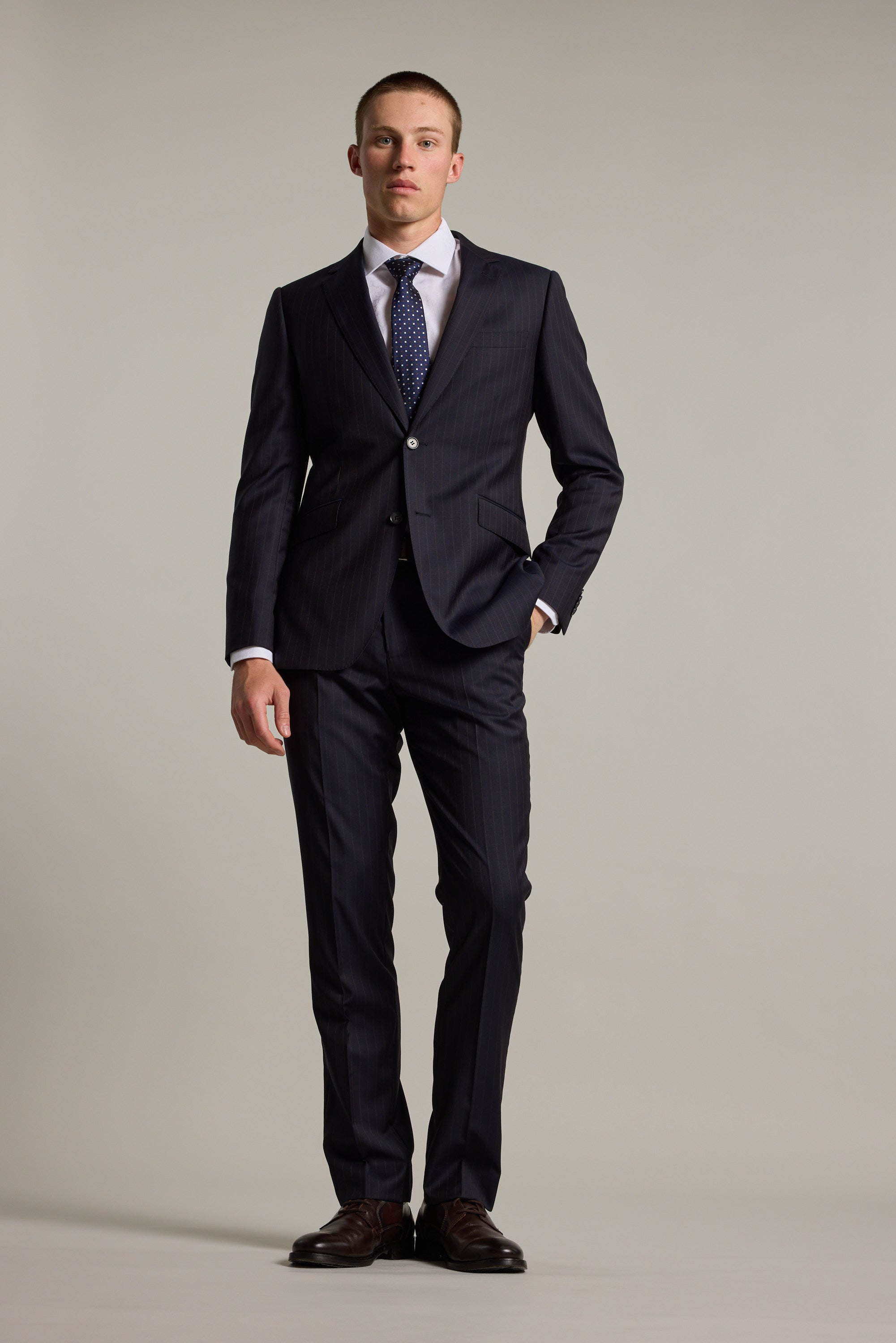 Barkers Wyman Stripe Suit Jacket in navy stripe, additional view