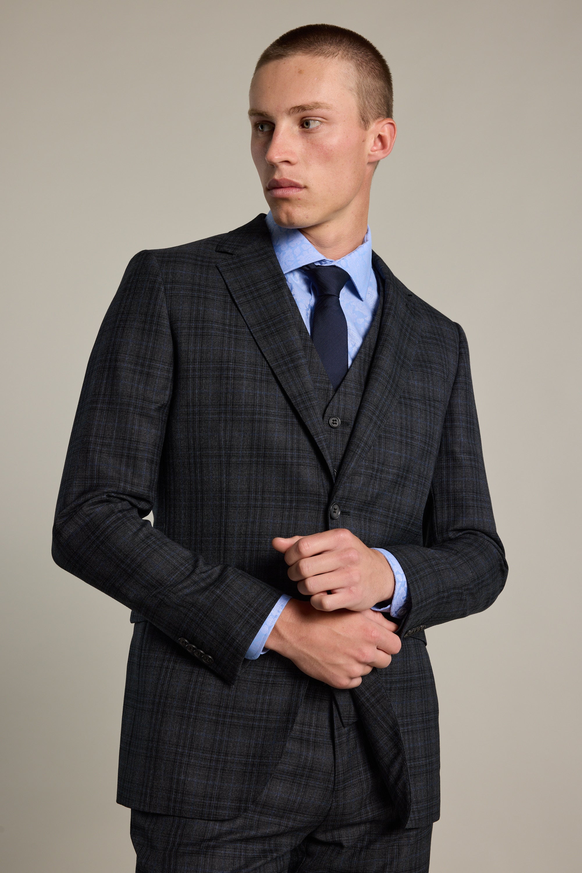 Barkers Osborn Check Suit Jacket in charcoal