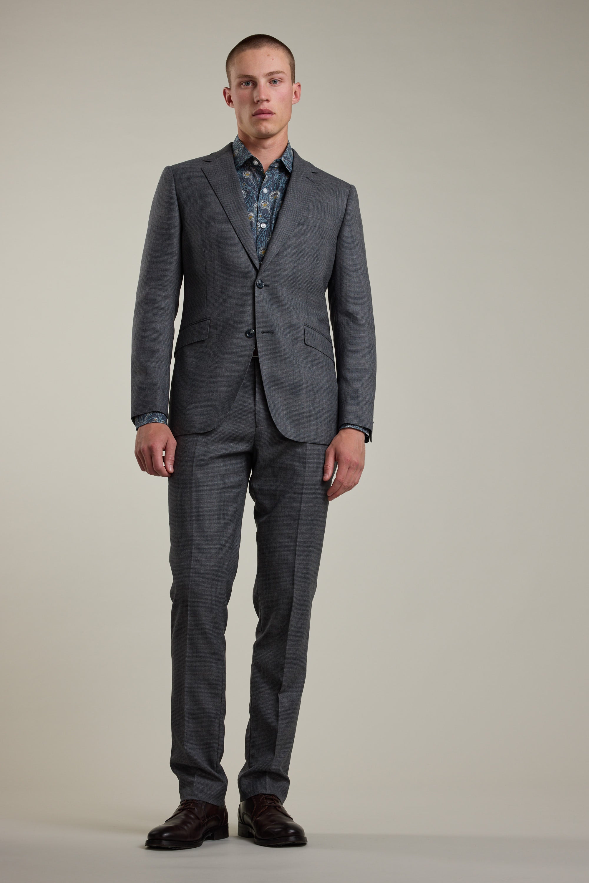 Barkers Ormsby Check Suit Trouser in grey, merino wool, additional view