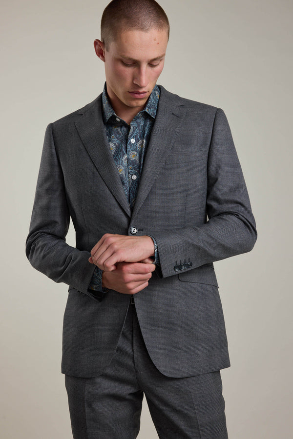 Barkers Ormsby Check Suit Jacket in grey check, merino wool
