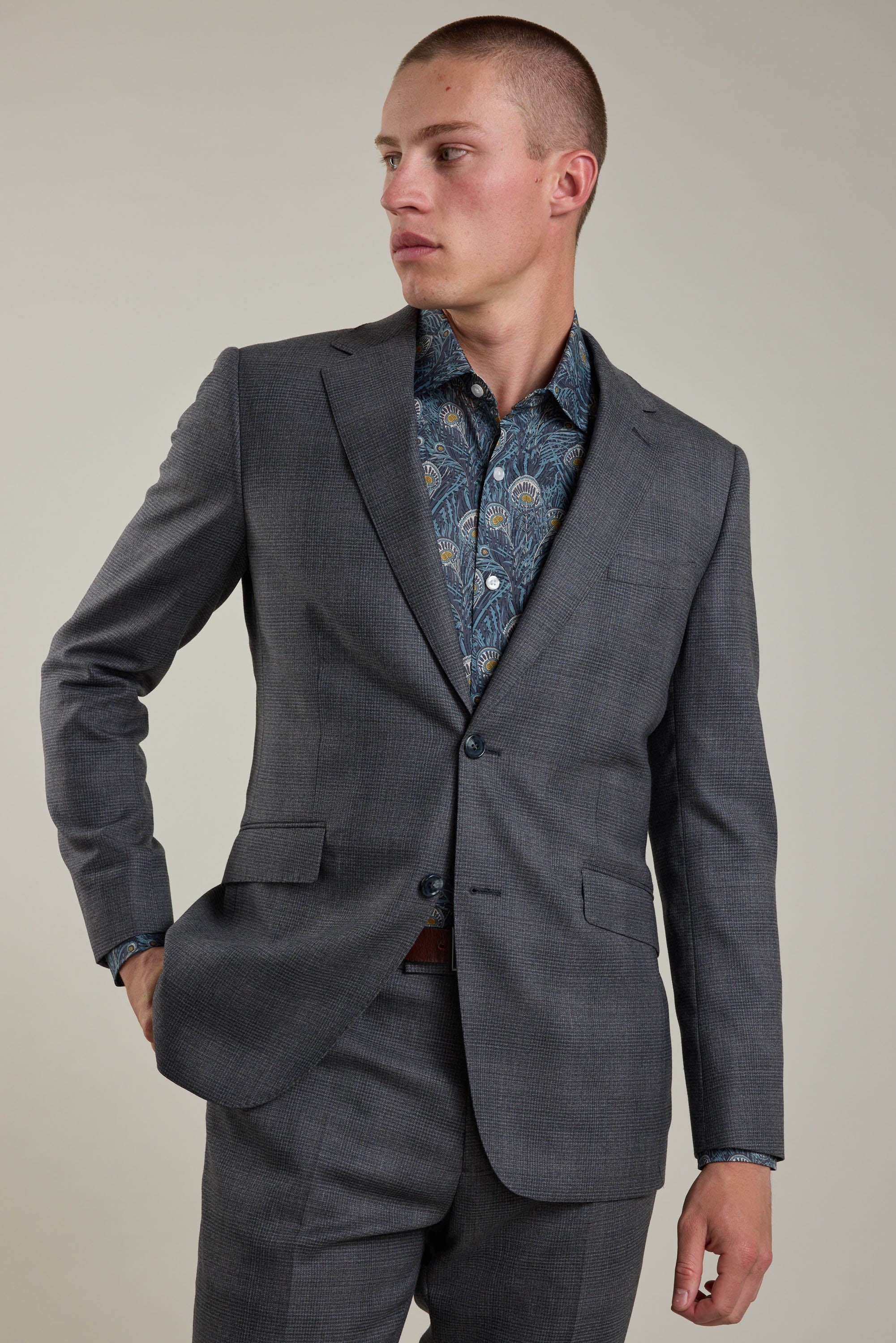 Barkers Ormsby Check Suit Jacket in grey check, merino wool, alternate view