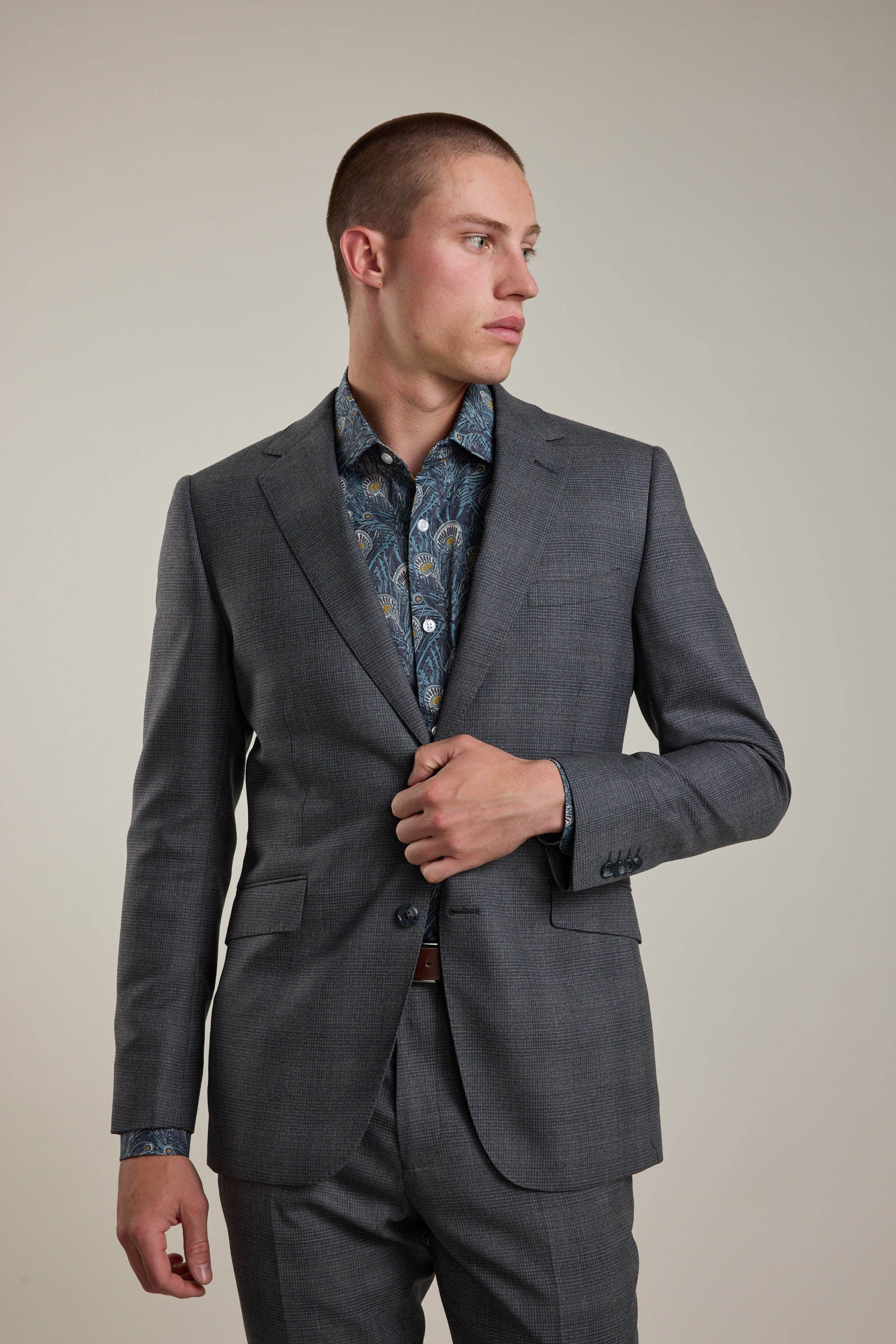 Barkers Ormsby Check Suit Jacket in grey check, merino wool, additional view